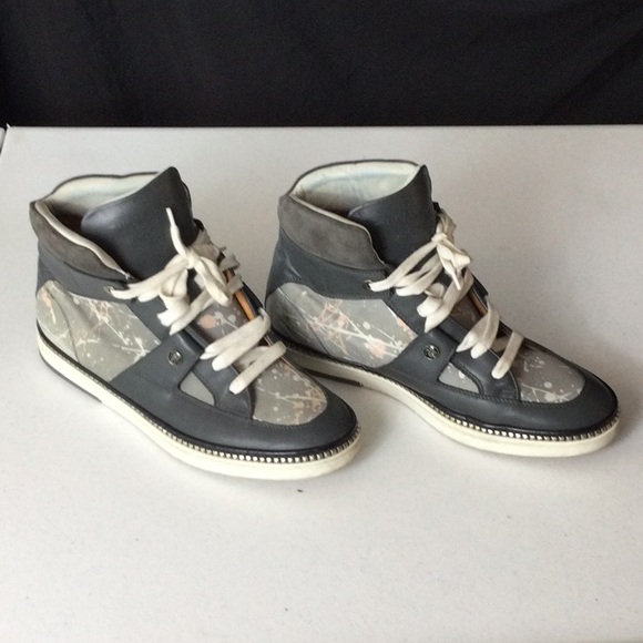 Jimmy Choo Gray High Top Leather Sneakers - Picture 4 of 14